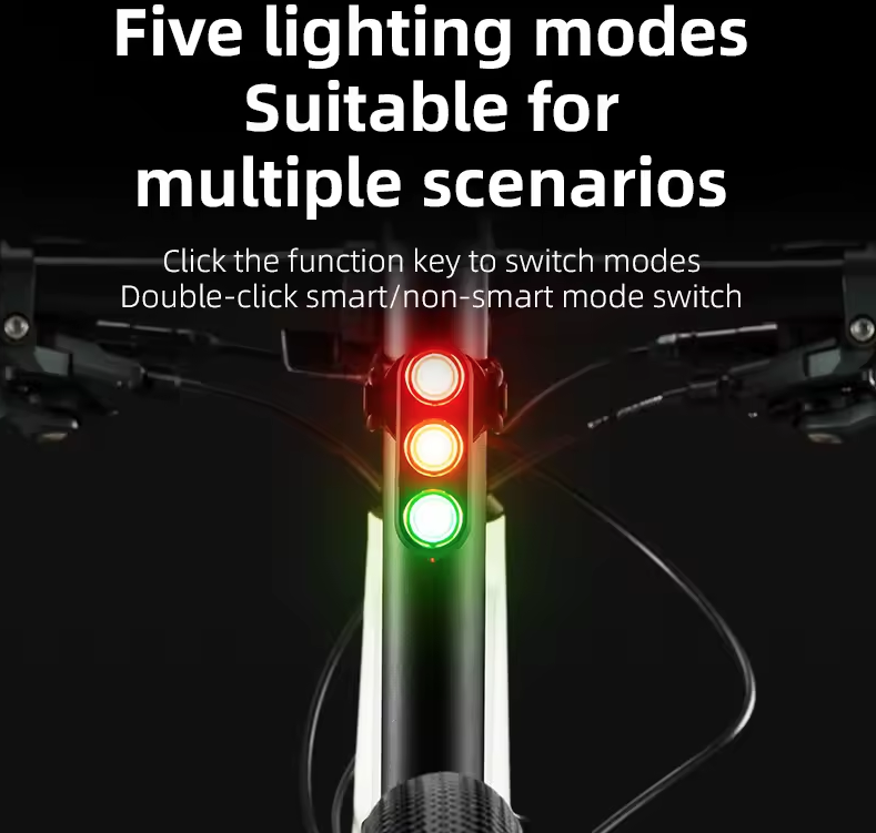 ROCKBROS Smart Bicycle Baglygte IP64 Vandtæt Advarselsbaglygte Type-C Opladning Bremsefølsom Baglygte Natcykellygte Cykeltilbehør