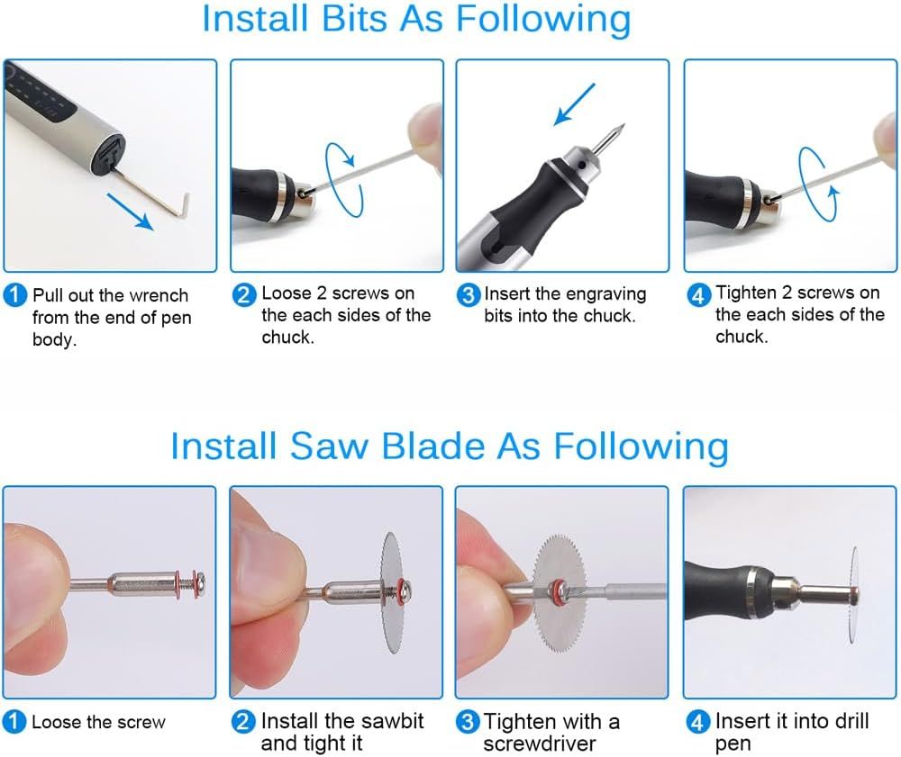 USB-genopladelig graveringsmaskine pen med 35 bits, mini elektrisk graveringsmaskine etsningsmaskiner trådløse roterende værktøjer til gravering af smykker, sten, metal, plastik, træ, harpiks model