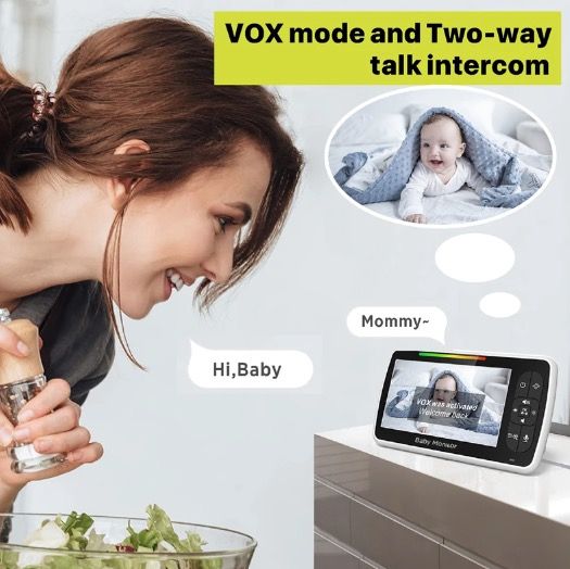 5 tommer babyalarm SM650 HD 720P video langtidsholdbart batteri to-vejs lyd bærbar spædbarnsovervågning