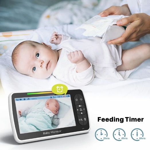 5 tommer babyalarm SM650 HD 720P video langtidsholdbart batteri to-vejs lyd bærbar spædbarnsovervågning