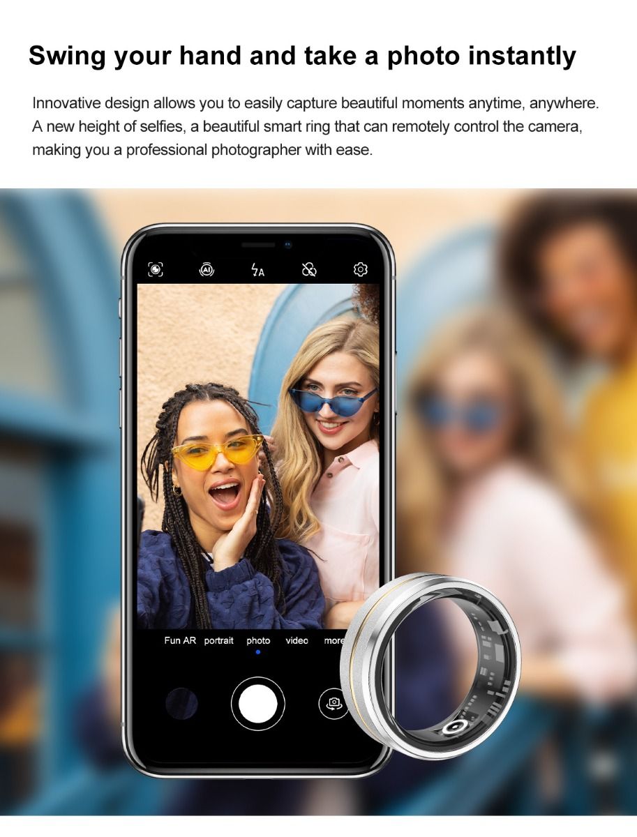 Multifunktionel smart ring, bærbar teknologi med pulsmåling og søvnkvalitetsovervågning, stilfuldt tilbehør