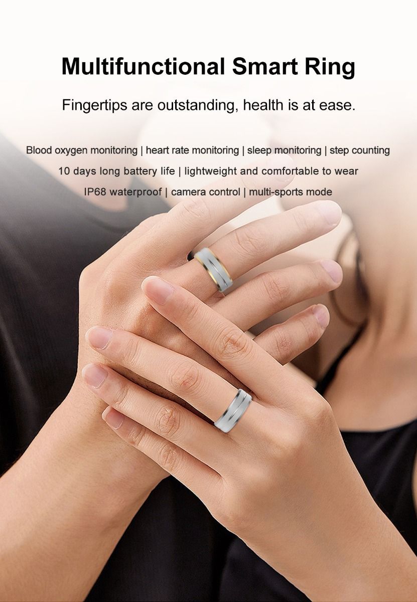 Multifunktionel smart ring, bærbar teknologi med pulsmåling og søvnkvalitetsovervågning, stilfuldt tilbehør