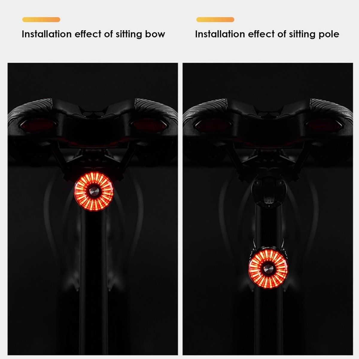 Smart cykel baglygte bremseinduktion cykel baglygte cykel sadelpind saddel baglygte vandtæt USB-opladning cykel baglygte