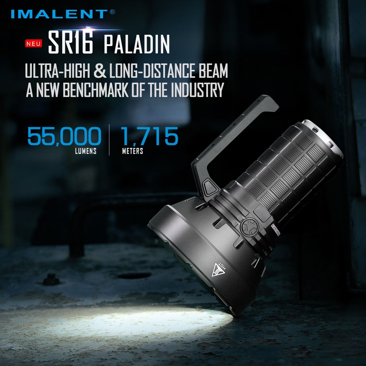 IMALENT SR16 55000 Lumen Lang Stråle Lommelygte 1715 Meter LED-lommelygte