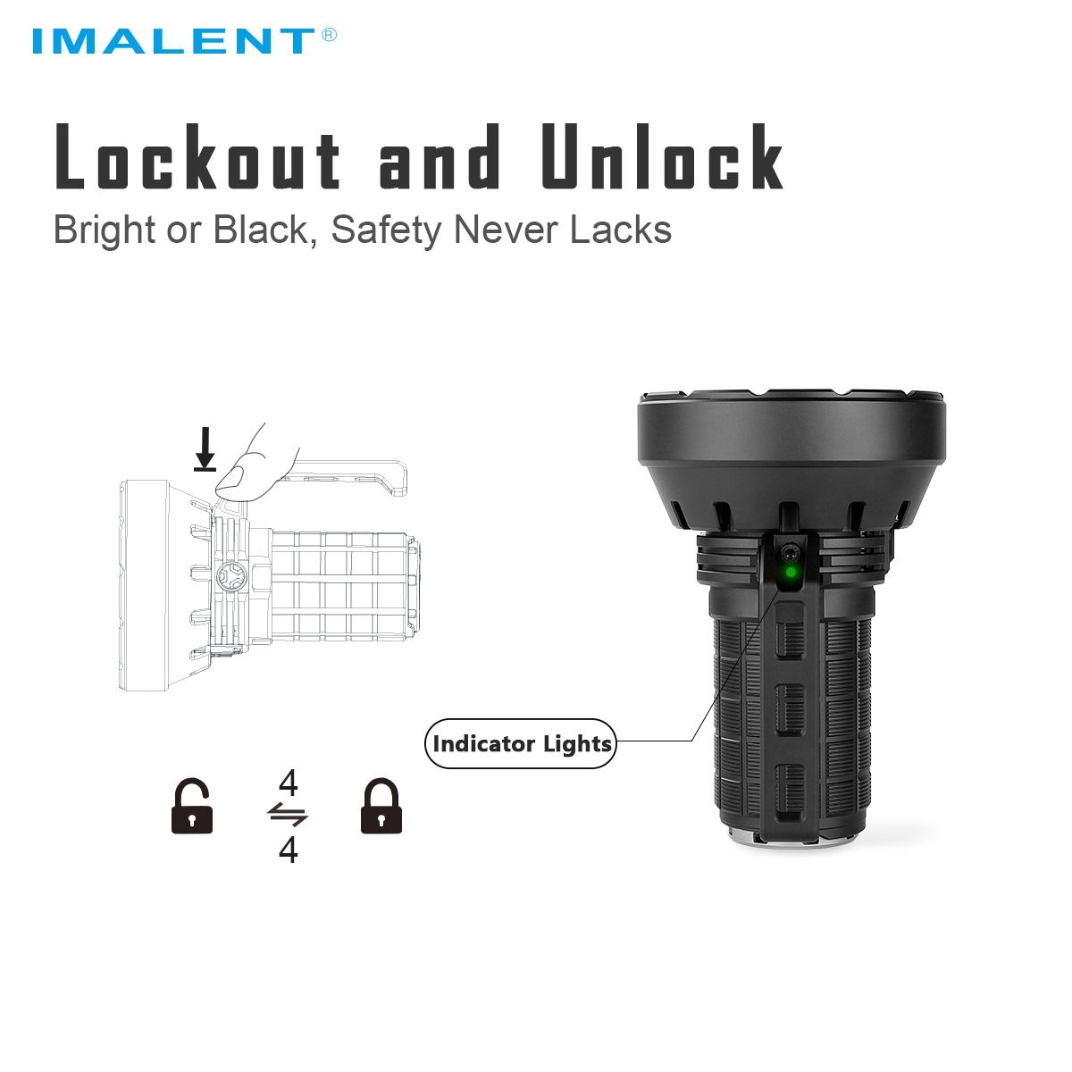 IMALENT SR16 55000 Lumen Lang Stråle Lommelygte 1715 Meter LED-lommelygte