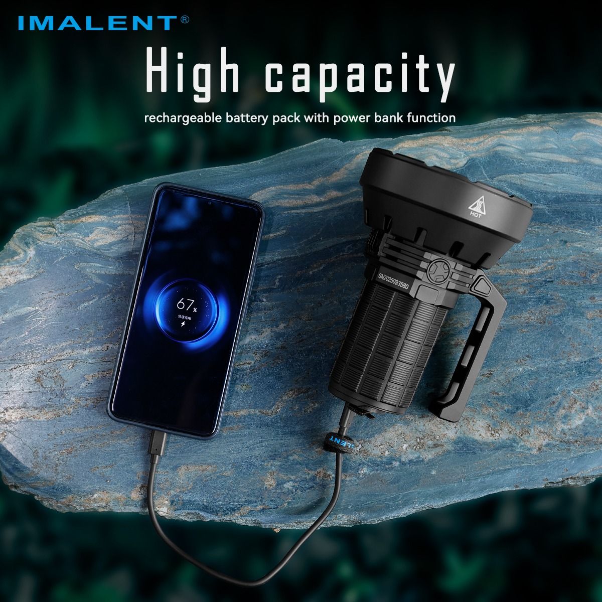 IMALENT SR16 55000 Lumen Lang Stråle Lommelygte 1715 Meter LED-lommelygte