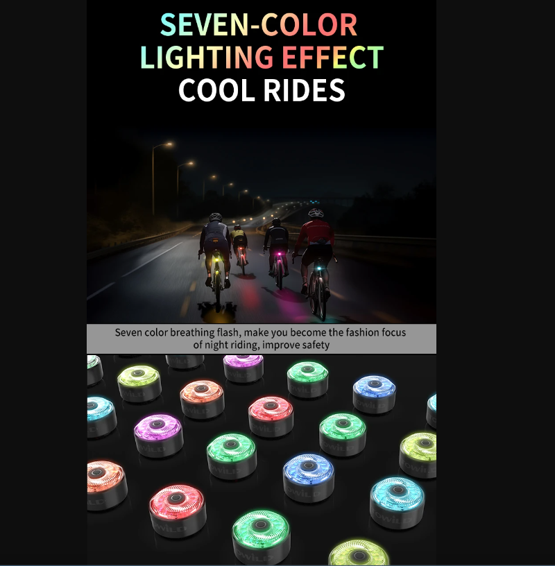 TOWILD TL03Pro LED Cykelbaglygte med Smart Bremse Sensor Syv-farver Blink Holdbart Cykeltilbehør