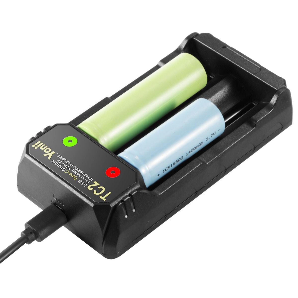 TC2 USB Type-C oplader hurtig 4,2V opladning til 18650 21700 Li-ion batterier dobbelte porte til udendørsudstyr