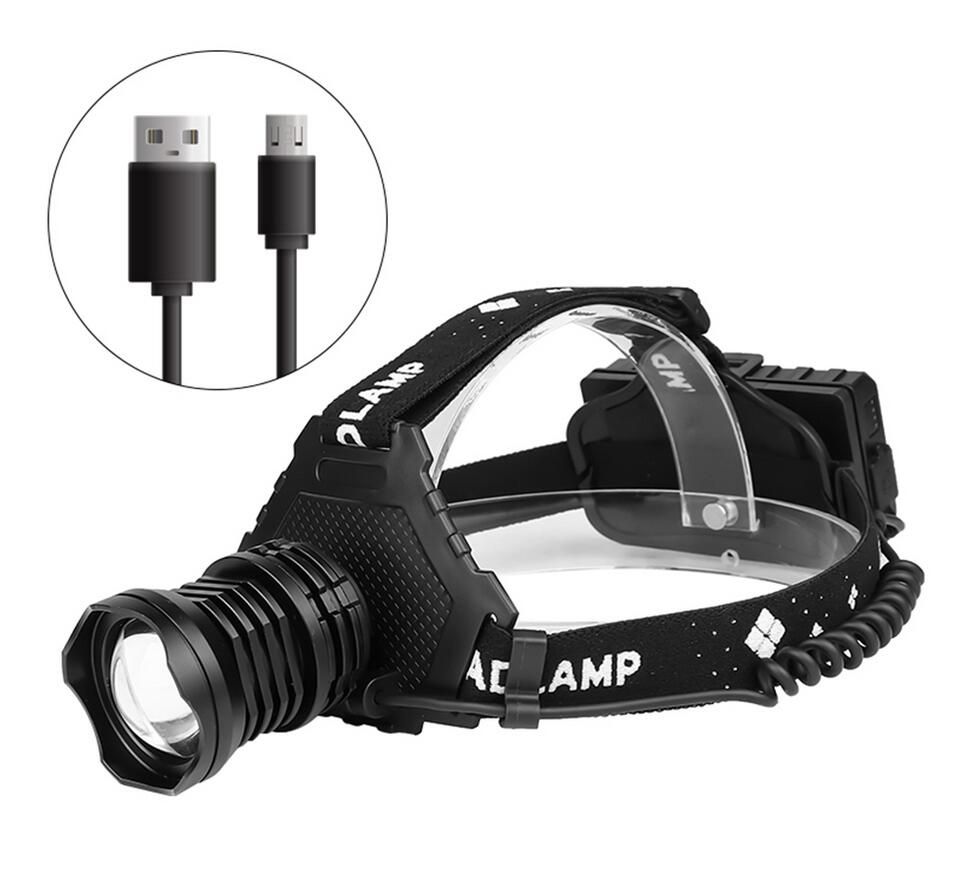 XHP70 LED pandelampe 8000 lumen USB genopladelig udendørslys IPX5 vandtæt justerbare tilstande til camping og vandreture
