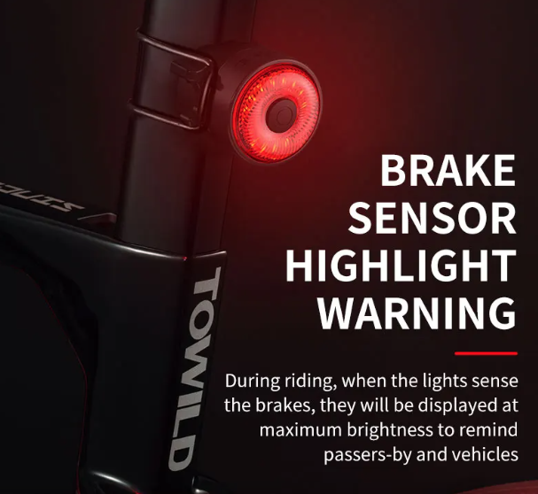 TOWILD TL03 Cykel Smart Automatisk Bremsefølerlys LED Baglygte Cykeltilbehør med Fem Blinktilstande