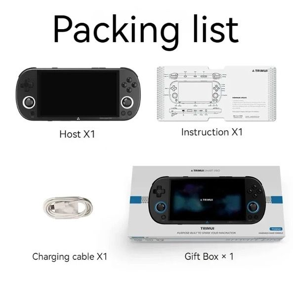 Trimui Smart Pro Vintage håndholdt spillekonsol med 4,96 tommer HD IPS-skærm, bærbar gaming, langtidsholdbart batteri