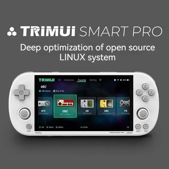Trimui Smart Pro Vintage håndholdt spillekonsol med 4,96 tommer HD IPS-skærm, bærbar gaming, langtidsholdbart batteri