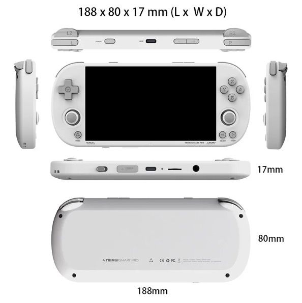 Trimui Smart Pro Vintage håndholdt spillekonsol med 4,96 tommer HD IPS-skærm, bærbar gaming, langtidsholdbart batteri