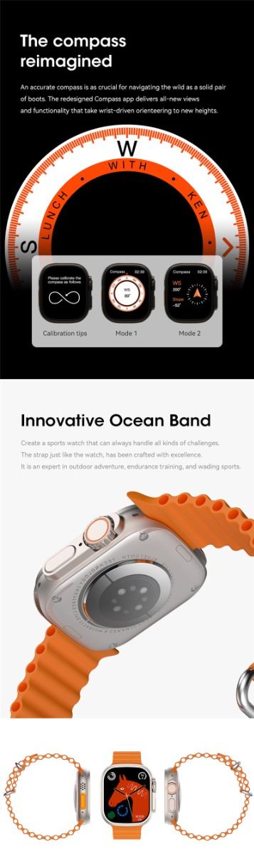 49mm Smart Watch Ultra 9 Bluetooth-opkald NFC Kompas GPS Rutesporing IP68 Smartwatch