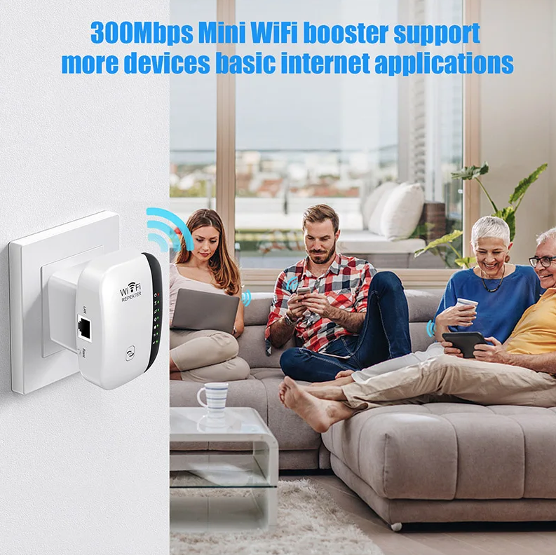 WiFi-repeater trådløs signalforstærker udvidet netværksforstærker hjemmerouter gennem væggen soveværelse modtag bevægelse