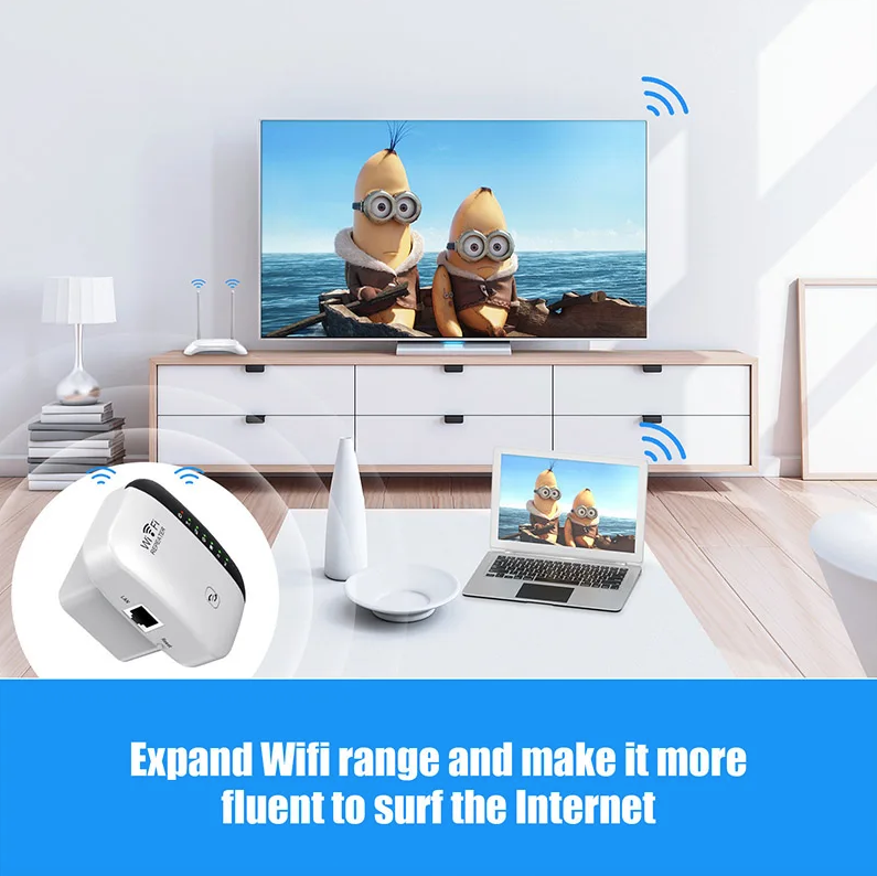 WiFi-repeater trådløs signalforstærker udvidet netværksforstærker hjemmerouter gennem væggen soveværelse modtag bevægelse