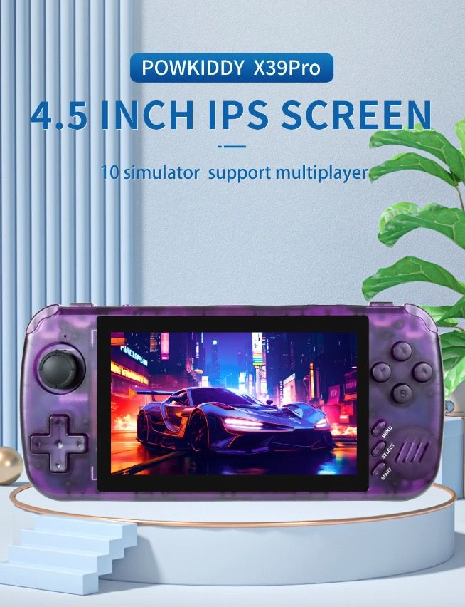 POWKIDDY X39pro Håndholdt videospilkonsol 4,3 tommer IPS retrospil med PS1-support og HD-output