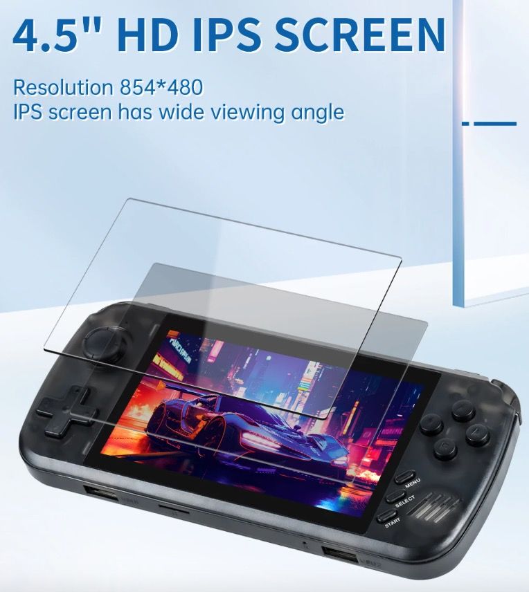POWKIDDY X39pro Håndholdt videospilkonsol 4,3 tommer IPS retrospil med PS1-support og HD-output