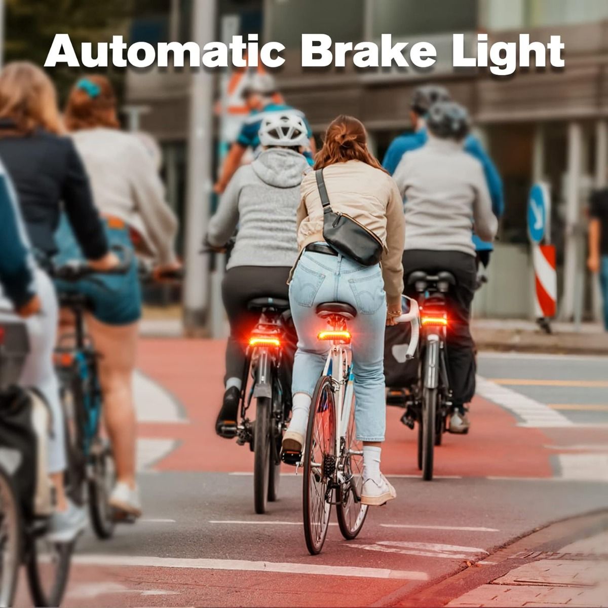 Meilan X5 Smart cykelbaglygte med blinklys og automatisk bremselys, trådløs fjernbetjening, cykel baglygte, USB genopladelig sikkerhedsadvarsel cykellys