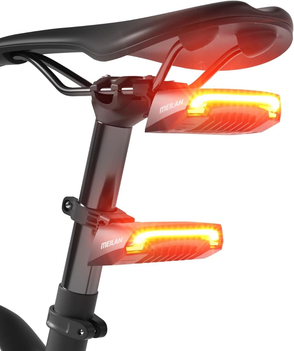 Meilan X5 Smart cykelbaglygte med blinklys og automatisk bremselys, trådløs fjernbetjening, cykel baglygte, USB genopladelig sikkerhedsadvarsel cykellys