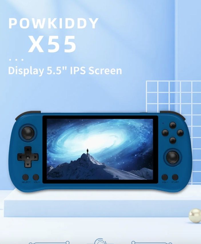 POWKIDDY X55 Håndholdt spillekonsol Retro gaming 5,5 tommer skærm IPS display RK3566 processor Gaming på farten