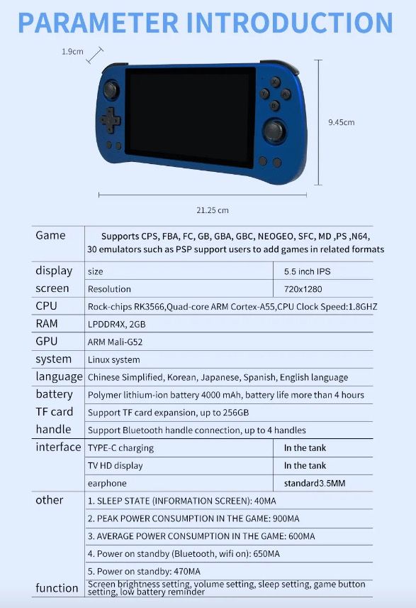 POWKIDDY X55 Håndholdt spillekonsol Retro gaming 5,5 tommer skærm IPS display RK3566 processor Gaming på farten