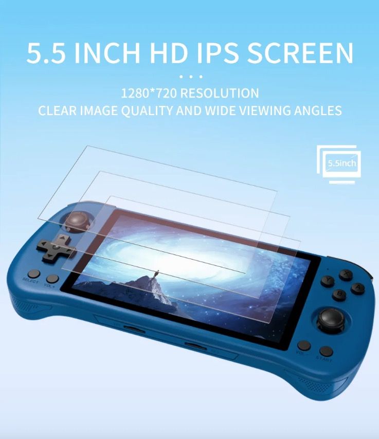 POWKIDDY X55 Håndholdt spillekonsol Retro gaming 5,5 tommer skærm IPS display RK3566 processor Gaming på farten