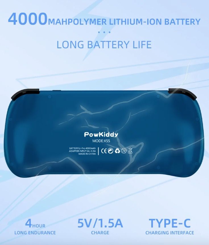 POWKIDDY X55 Håndholdt spillekonsol Retro gaming 5,5 tommer skærm IPS display RK3566 processor Gaming på farten