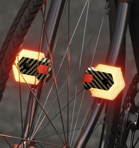 CarryBright kulfiber 4 stk. cykelbaglygter med blinklys, USB-genopladelige cykelblinklys for og bag, skarp LED-sikkerhedslys, trådløs fjernbetjening, vandtætte cykelblinklys til elcykel
